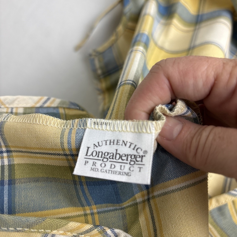 Longaberger Medium Gathering Basket Liner Cornflower Butternut Plaid - Picture 6 of 8